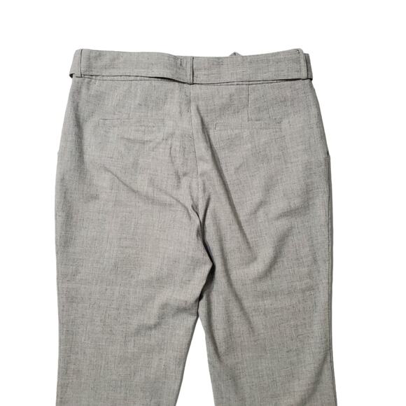 Ava Heather Grey Bow Belted Cropped Straight Leg Pants Office Workwear Medium - Picture 9 of 11